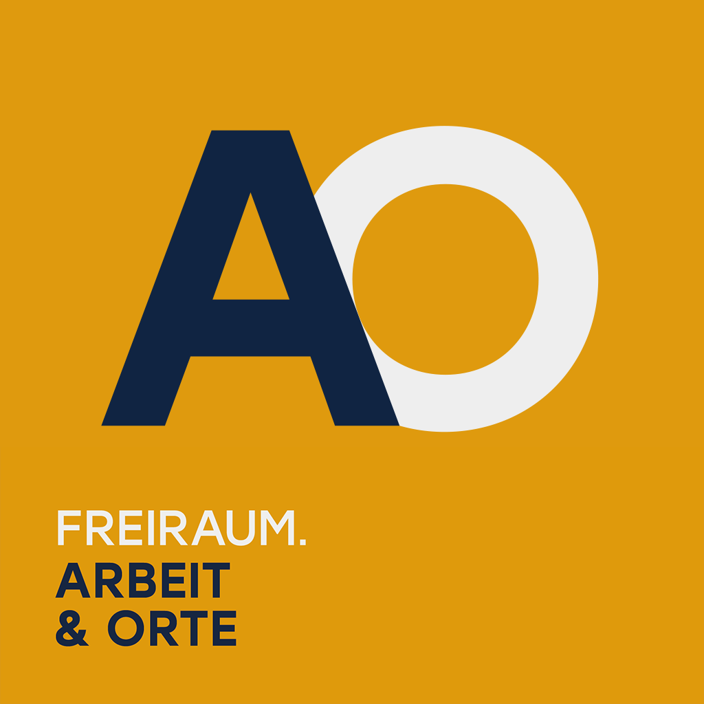 Logo – Die Initialen „A“ und „O“ inc. Claim „Freiraum. Arbeit & Orte“