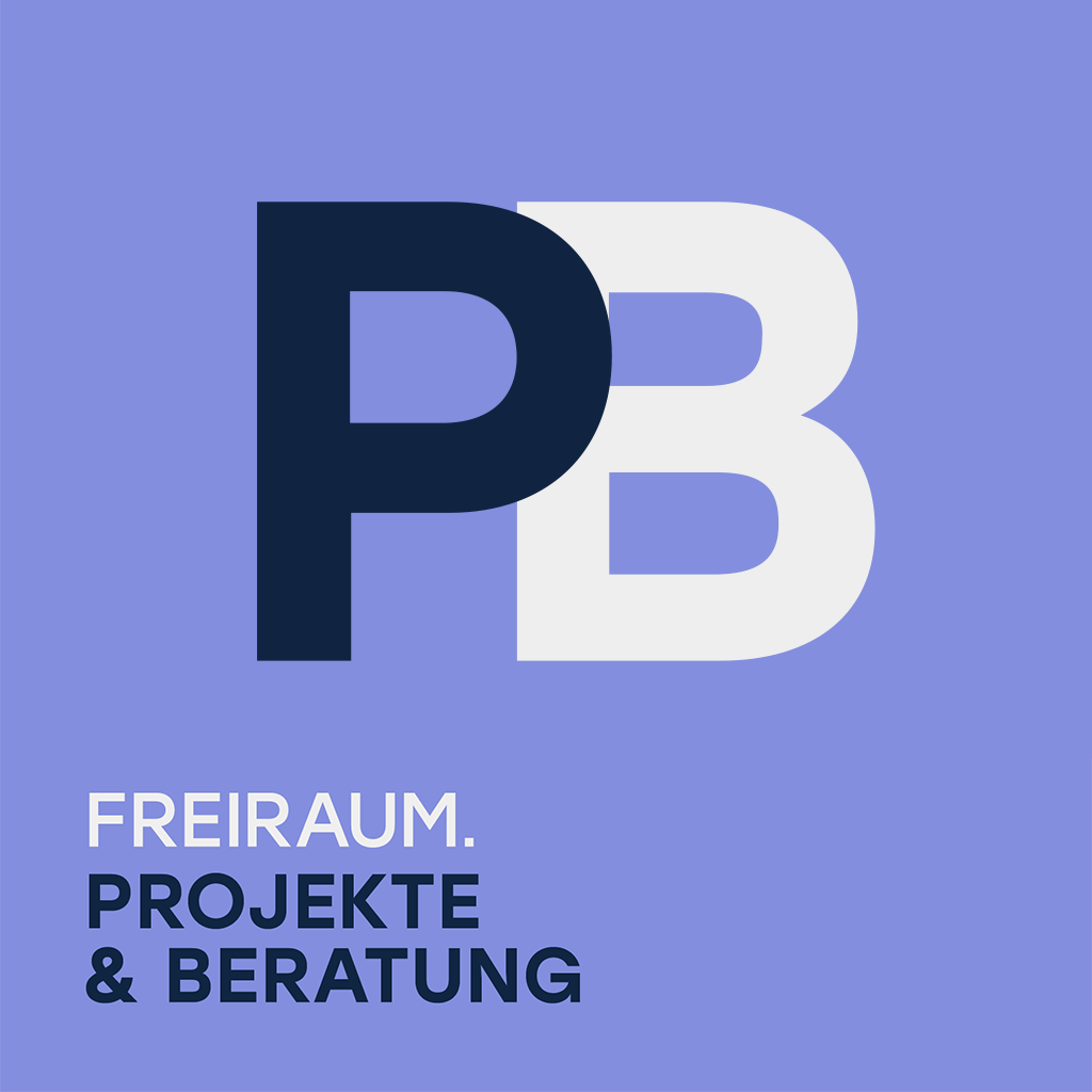 Logo – Die Initialen „P“ und „B“ inc. Claim „Freiraum. Projekte & Beratung“